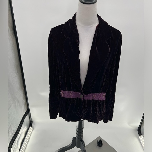 Women’s Anne Giorgio Size Medium Purled Velvet Jacket Blazer - Picture 2 of 5